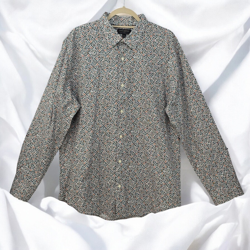 Banana Republic Shirt Men Size XL Floral Non Iron Cotton Slim Fit Casual 17-17.5